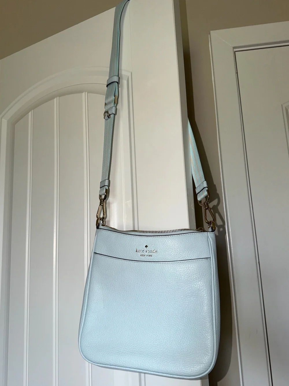 Kate Spade New York Pebbled Leather Crossbody + Matching Coin Purse - Light Blue